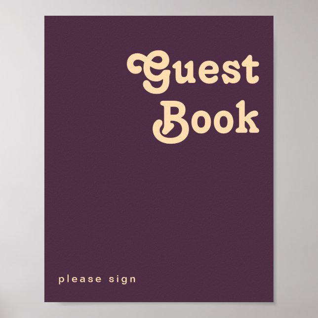 Poster Retro Moderno | Sinal de livro convidado roxo escu (Frente)