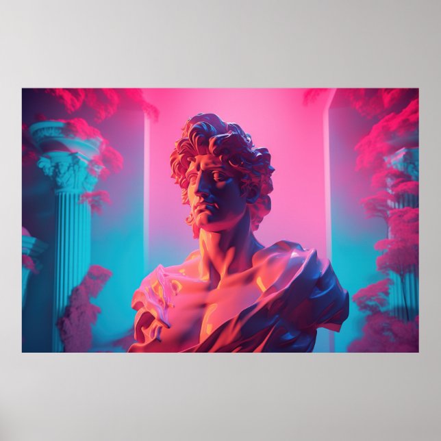 Poster Retro Mythos: Homenagem por Vaporwave à mitologia  (Frente)