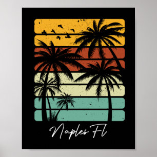 Poster Retro Naples Florida Vintage 70's anos 80 Beach St