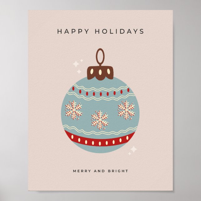 Poster Retro Natais vintages Bauble (Frente)