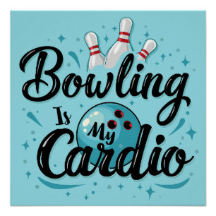 Póster Retro Neon "Boliche É Meu Cárdio" Boliche Divertid