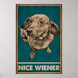 Poster Retro Nice Bumbum Dachshund citações engraçadas