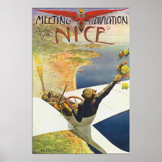 Poster Retro Nice France de cima