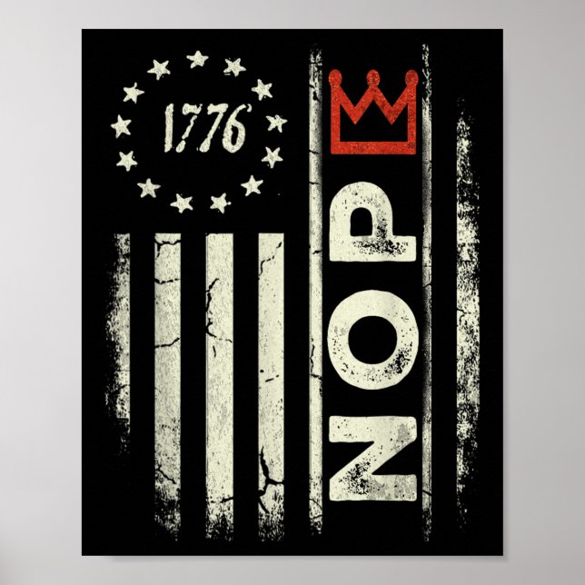Poster Retro No Kings - Sinal de Protesto Vertical Bandei (Frente)