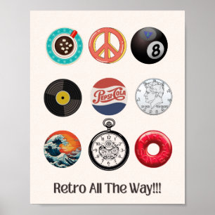 Poster Retrô Nostálgico De Todo O Caminho Da Cultura Pop