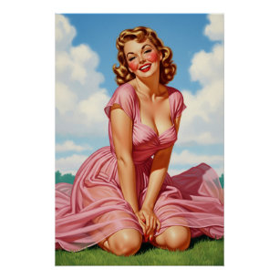 Póster Retro Old Hollywood Glamor Blonde Woman Pin-up Ar