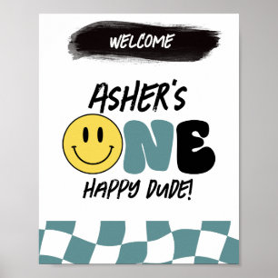 Poster Retro One Happy Duo Primeiro Sinal de Boas-vindas 