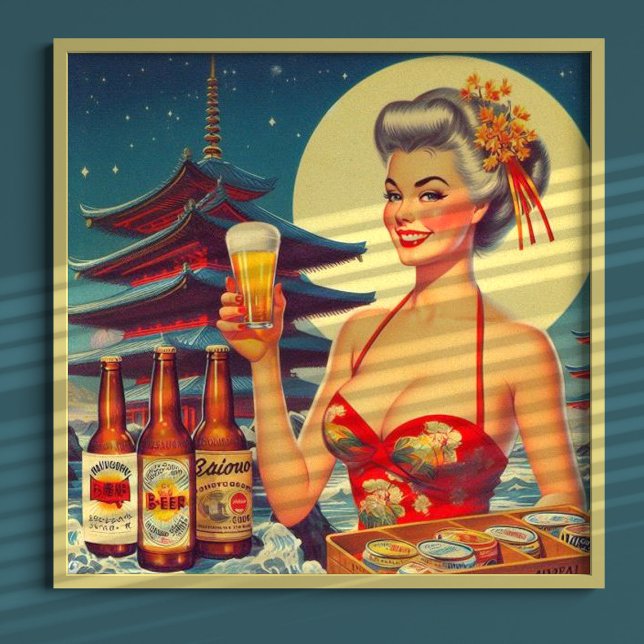 Poster Retro Oriental Beer Girl (Criador carregado)