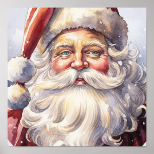 Poster Retro Papai Noel num Natal Red Hat