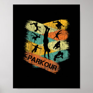 Poster Retro Parkour para Meninos Silhouette Vintage Free