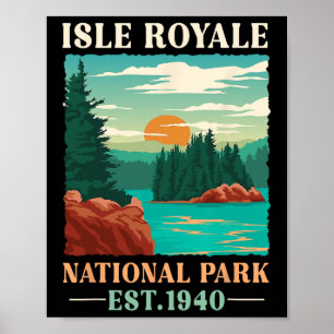Poster Retro Parque Nacional Isle Royale Est 1940 Caminha