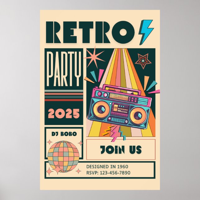 POSTER RETRO PARTY (Frente)
