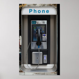 Poster Retro Payphone Design, Vintage Telephone Booth Art