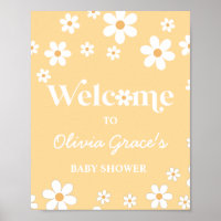 Retro Peace Love Chá de fraldas amarelo Daisy Welc