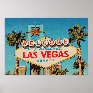 Póster Retro Pintura Fabulosa Sinal Las Vegas Nevada