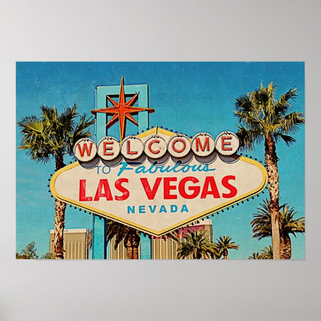 Póster Retro Pintura Fabulosa Sinal Las Vegas Nevada (Frente)