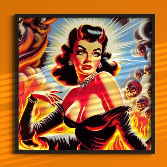 Poster Retro Pinup Diabólico (Criador carregado)