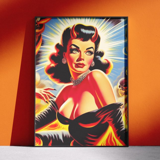 Póster Retro Pinup Diabólico (Criador carregado)