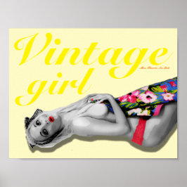 Póster Retro Pinup Girl Art Nostalgage Vintage Girl Yello