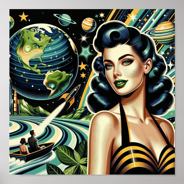 Poster Retro Planet Pin-Up (Frente)