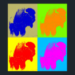 Poster Retro Pop Art Bison Buffalo Trabalho de arte<br><div class="desc">Ícones e símbolos de histórico americano com estilo retro</div>