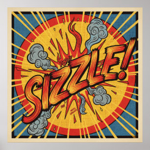Poster Retro Pop Art "Sizzle!" Pôster