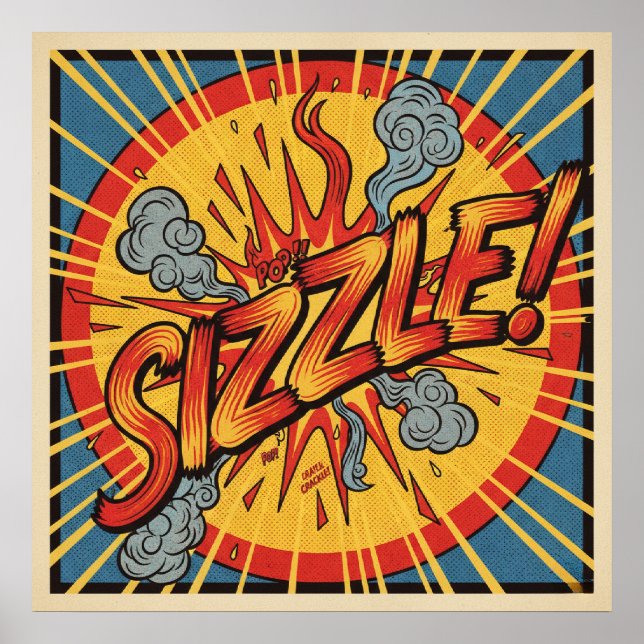 Poster Retro Pop Art "Sizzle!" Pôster (Frente)