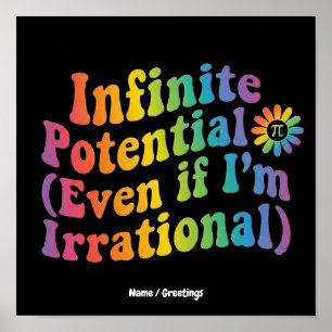Poster Retro Potencial Infinito Dia do Pi Irracional Mate