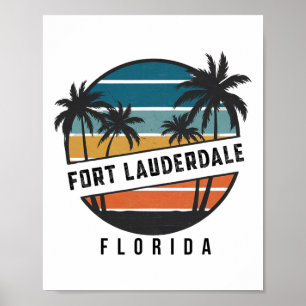 Poster Retro Praia Fort Lauderdale Flórida Surfboard Surf