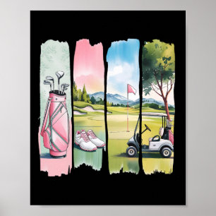 Poster Retro Pré-Papoilas Golfe Mulheres Meninas Crianças