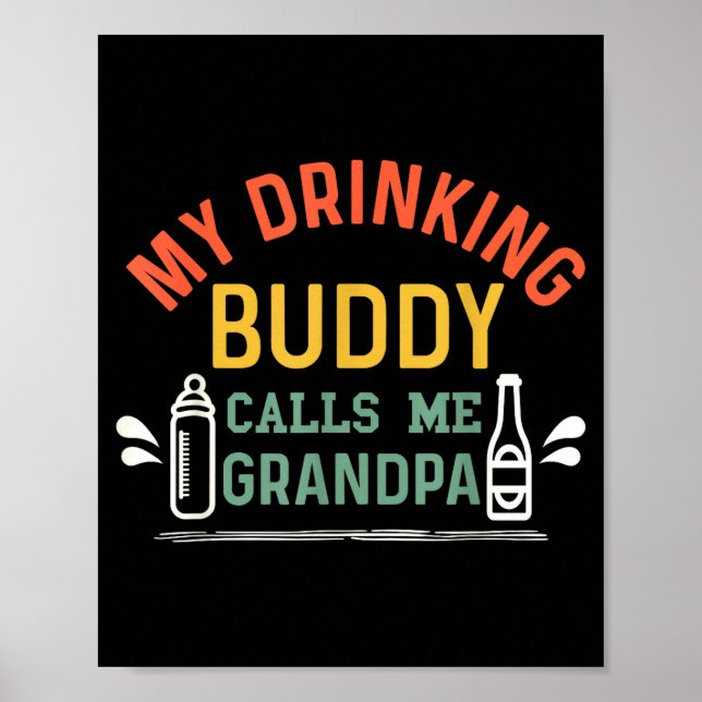 Poster Retro Pregnancy Announcement Grandpa My Drinking B (Frente)