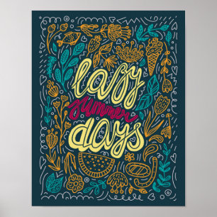 Poster retro preguiçoso dos dias de verão