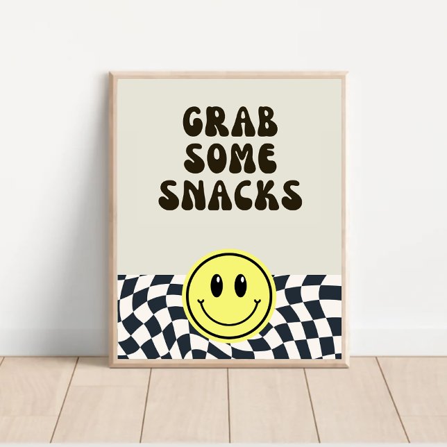 Poster Retro preto e branco agarrar alguns Snacks sinal d (Criador carregado)