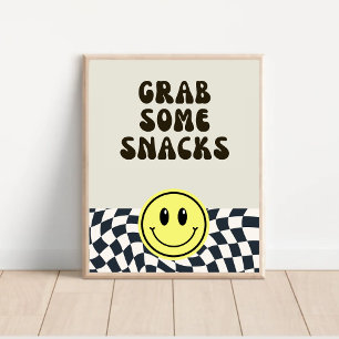 Poster Retro preto e branco agarrar alguns Snacks sinal d