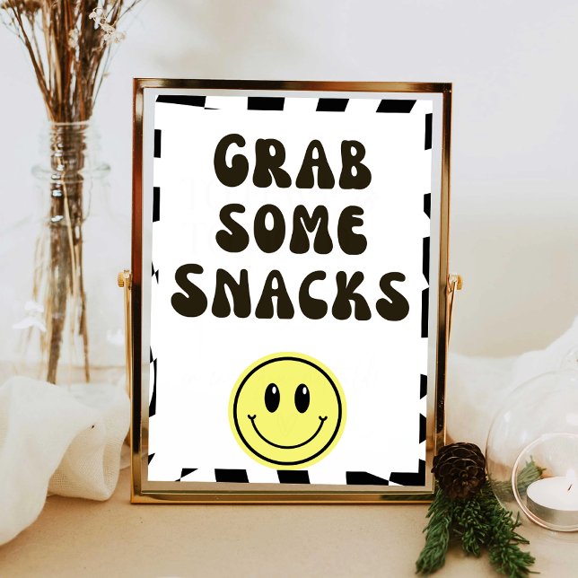 Poster Retro preto e branco agarrar alguns Snacks sinal d (Criador carregado)