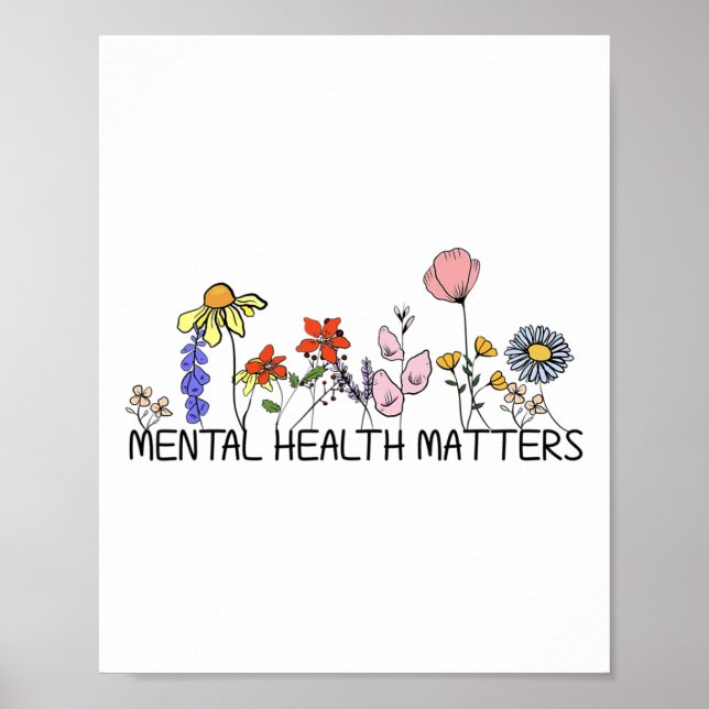 Poster Retro Proteção da Saúde Mental das Flores Selvagen (Frente)