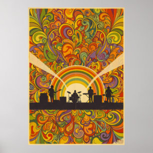 Poster Retro Psychedelic Music Festival Wall Art - 70s In