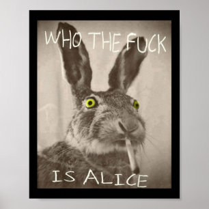 Poster Retro Quem F_ck É O Coelho Engraçado De Alice