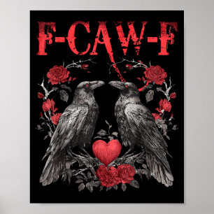 Poster Retro Raven Dia dos Namorados Corvo Fêmea Gótico A