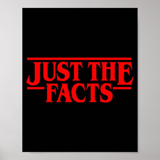 Poster Retro Red Quote Just The Facts Funny Basic Simple  (Frente)