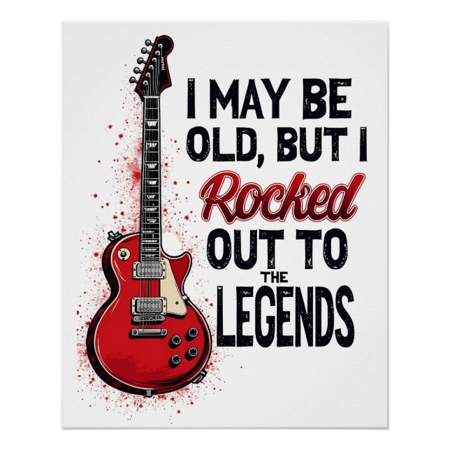 Póster Retro Rock Guitar Classic Music Nostalgia Design (Frente)