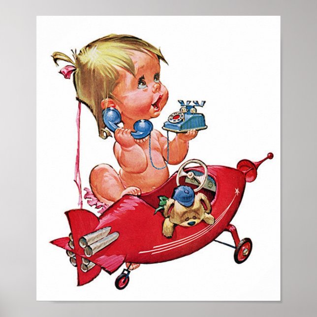 Póster Retro Rocket Girl (Frente)