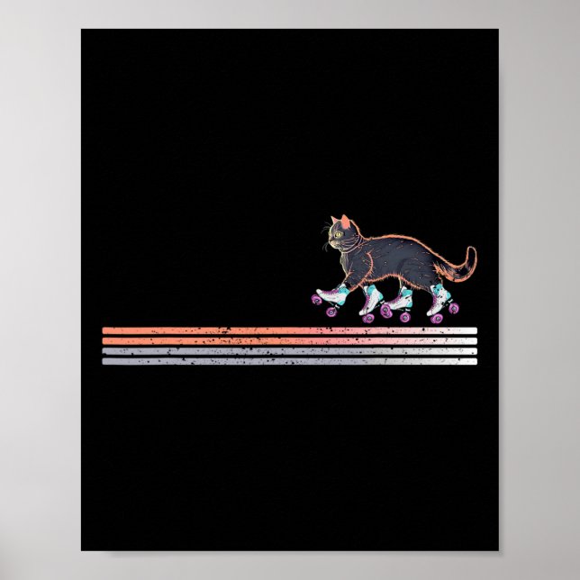 Poster Retro Roller Skling Cats Der Kamala Harris Para Pr (Frente)