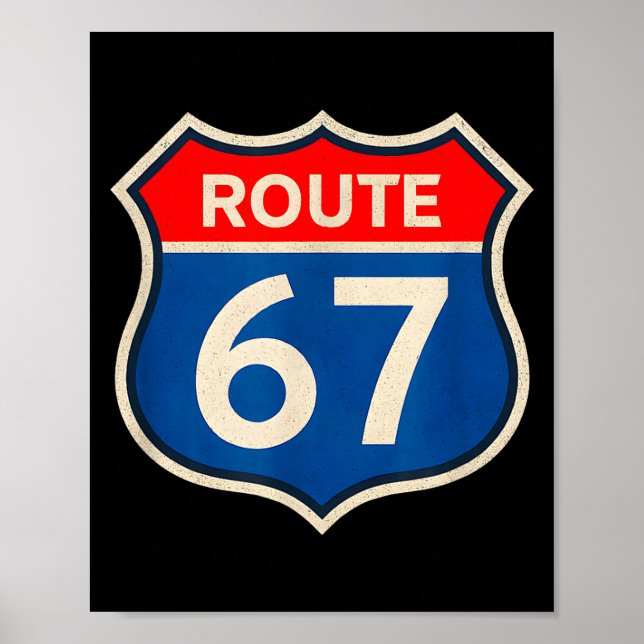 Poster Retro Route 67 Meme Six Seven Aura Energy Number 6 (Frente)