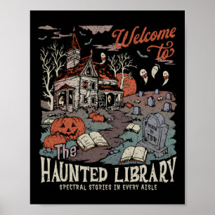 Poster Retro Salem Bem-Vindo Ao Livro De Biblioteca Assol