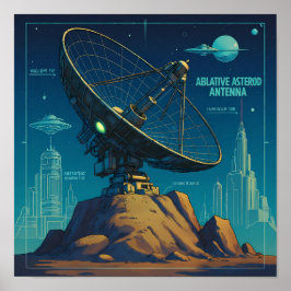 Poster Retro Sci-Fi Blueprint Technical Wallpaper