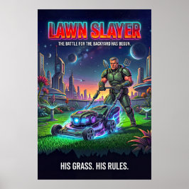 Poster Retro Sci Fi Tactical Lawn Hero Parody