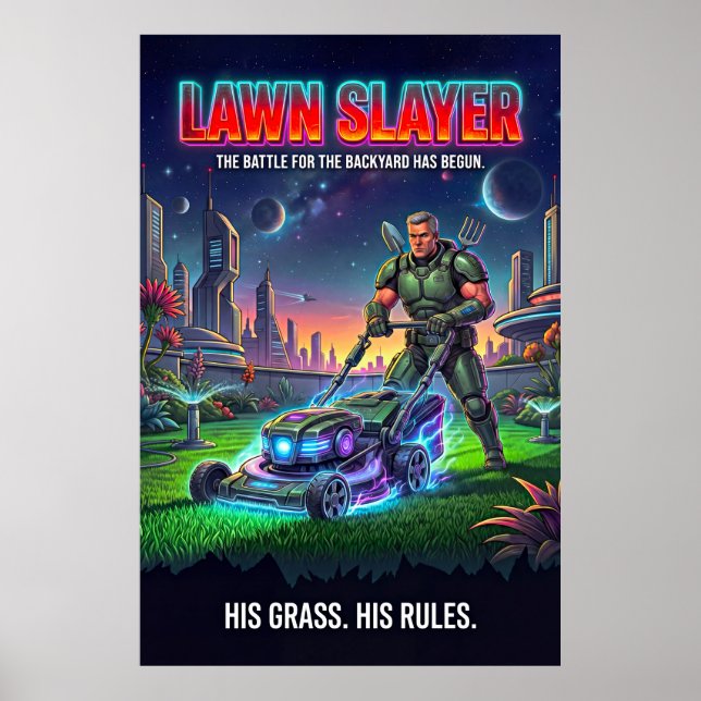 Poster Retro Sci Fi Tactical Lawn Hero Parody (Frente)