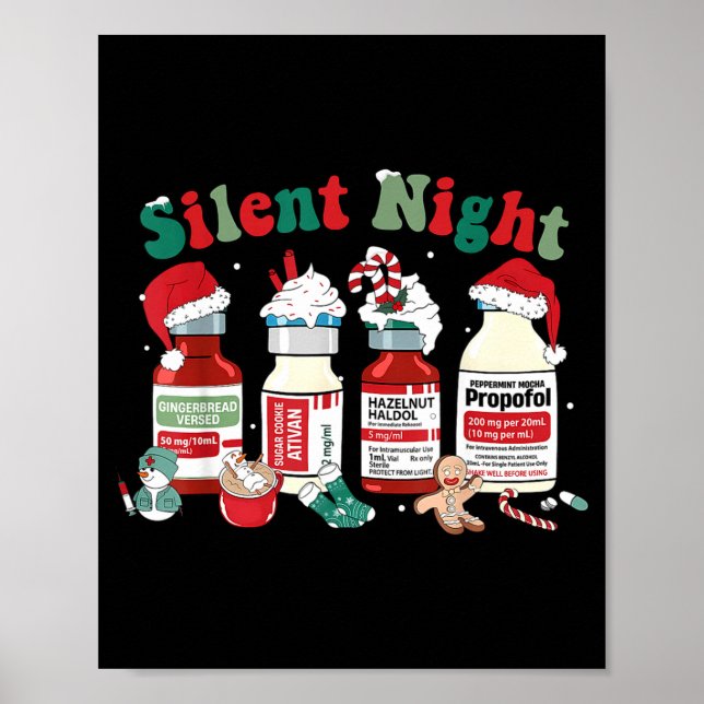 Poster Retro Silent Night Xmas Nurse Christmas Doctor Er  (Frente)