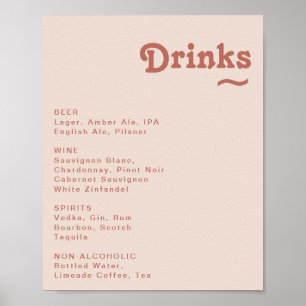 Poster Retro Simples Sinal de menu Bebidas Nuptivas Ros